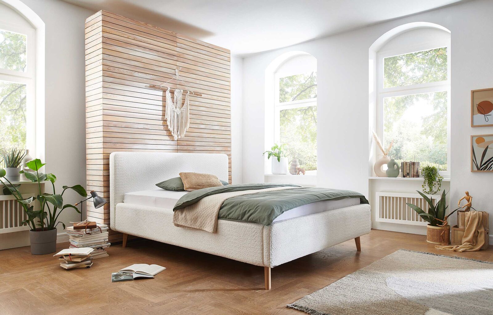 Tweepersoonsbed Dalila 160x200cm teddystof - wit – kavel bij Openbare Verkopen, Beveren-Leie