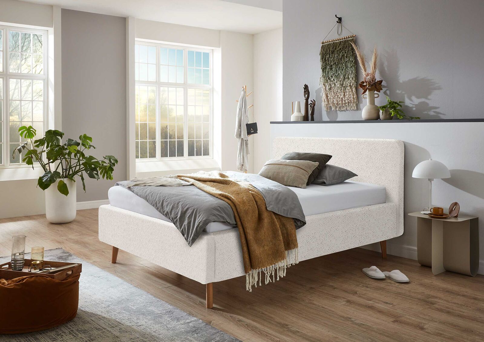 Bed Dalila 140x200cm teddystof - Wit – kavel bij Openbare Verkopen, Beveren-Leie