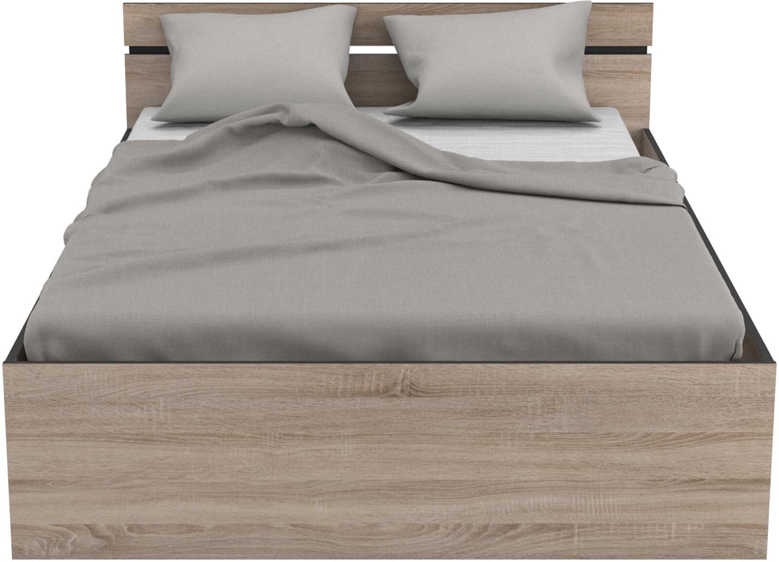 Bed Micheline 140 x 190 cm-geborstelde eik/matzwart – kavel bij Openbare Verkopen, Beveren-Leie