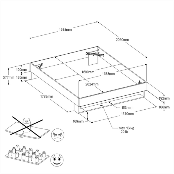 Tweepersoonsbed Stamp | 206 x 163,8 x 37,7 cm | Artisan Oak Brown – kavel bij Openbare Verkopen, Beveren-Leie