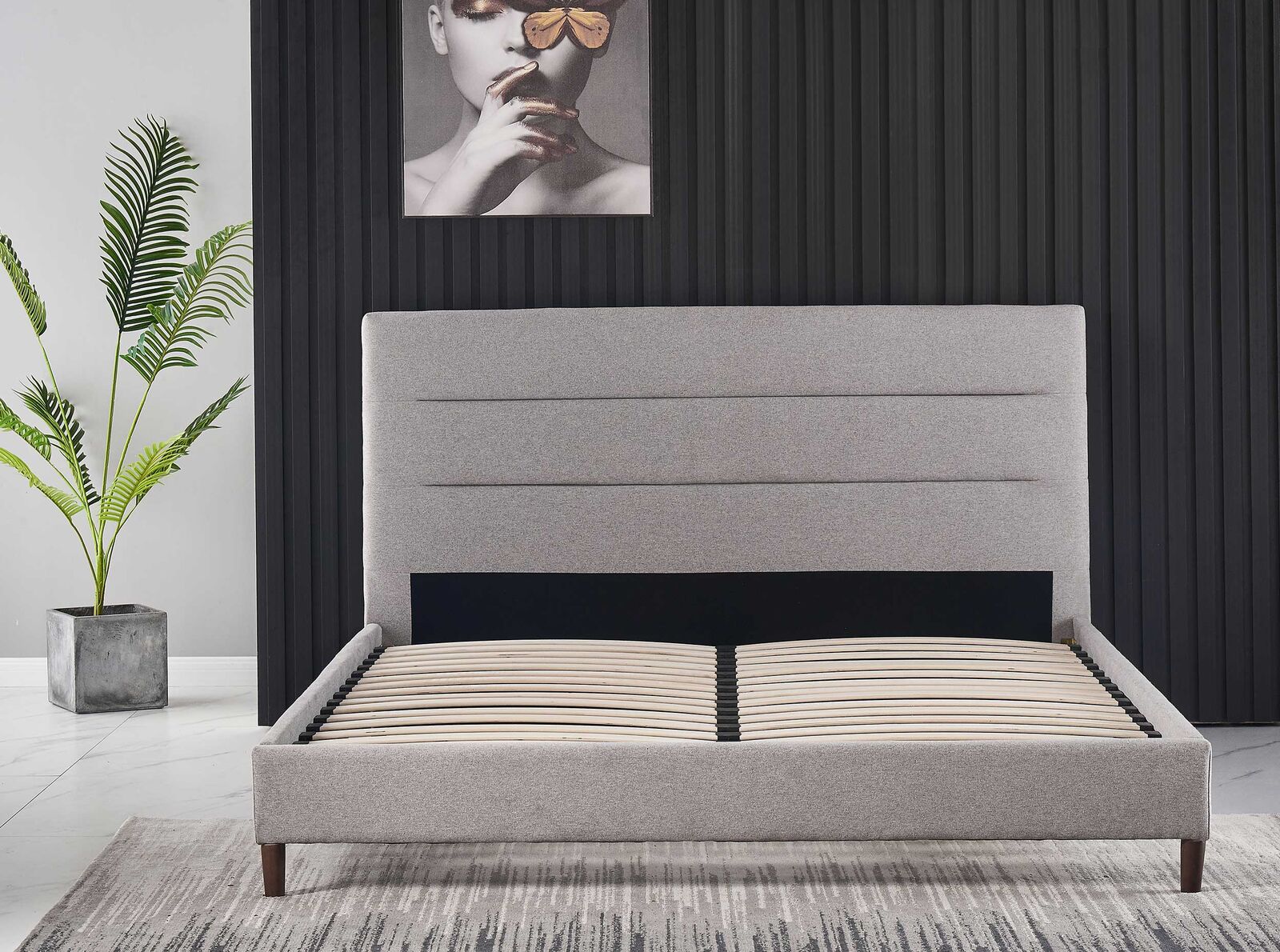 Tweepersoonsbed Zulema 140x200 - grijs – kavel bij Openbare Verkopen, Beveren-Leie