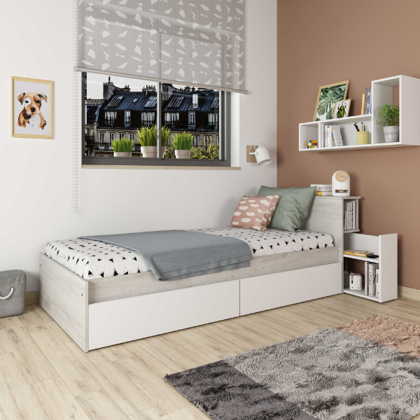 Eénpersoonsbed Kazim 90x190 cm-dennenhout/wit – kavel bij Openbare Verkopen, Beveren-Leie