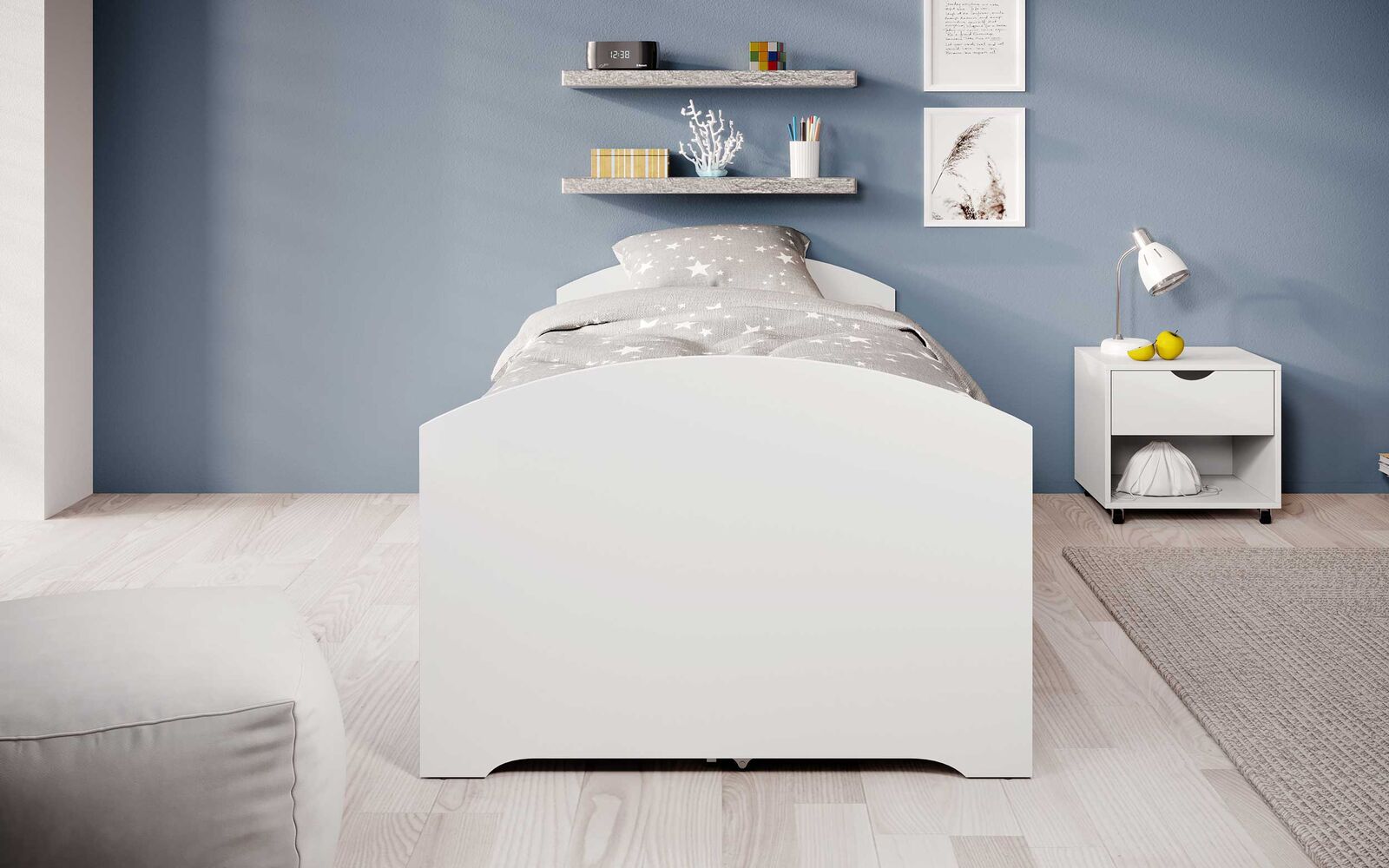 Bed Nero 90x200 met 2 lades - wit – kavel bij Openbare Verkopen, Beveren-Leie
