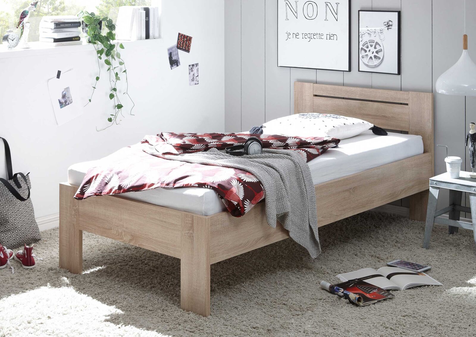 Eenpersoonsbed Sartre 90x200 - eik – kavel bij Openbare Verkopen, Beveren-Leie