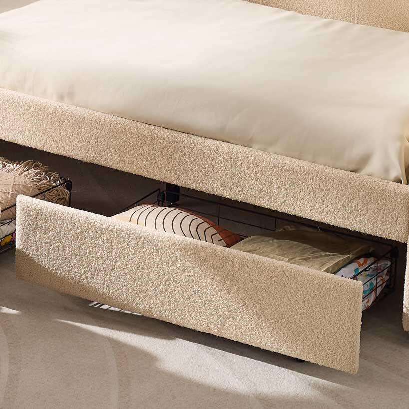 Kajuitbed Spector - 90 x 200 cm - Met opberglades - Beige teddystof – kavel bij Openbare Verkopen, Beveren-Leie