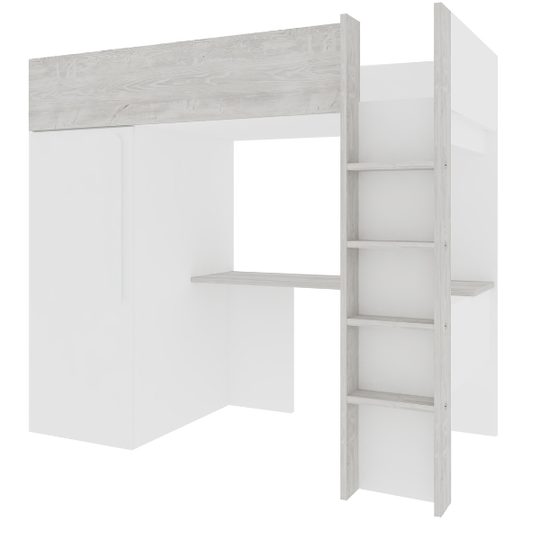 Hoogslaper Bo9 90x200 cm met bureau & kast - wit – kavel bij Openbare Verkopen, Beveren-Leie