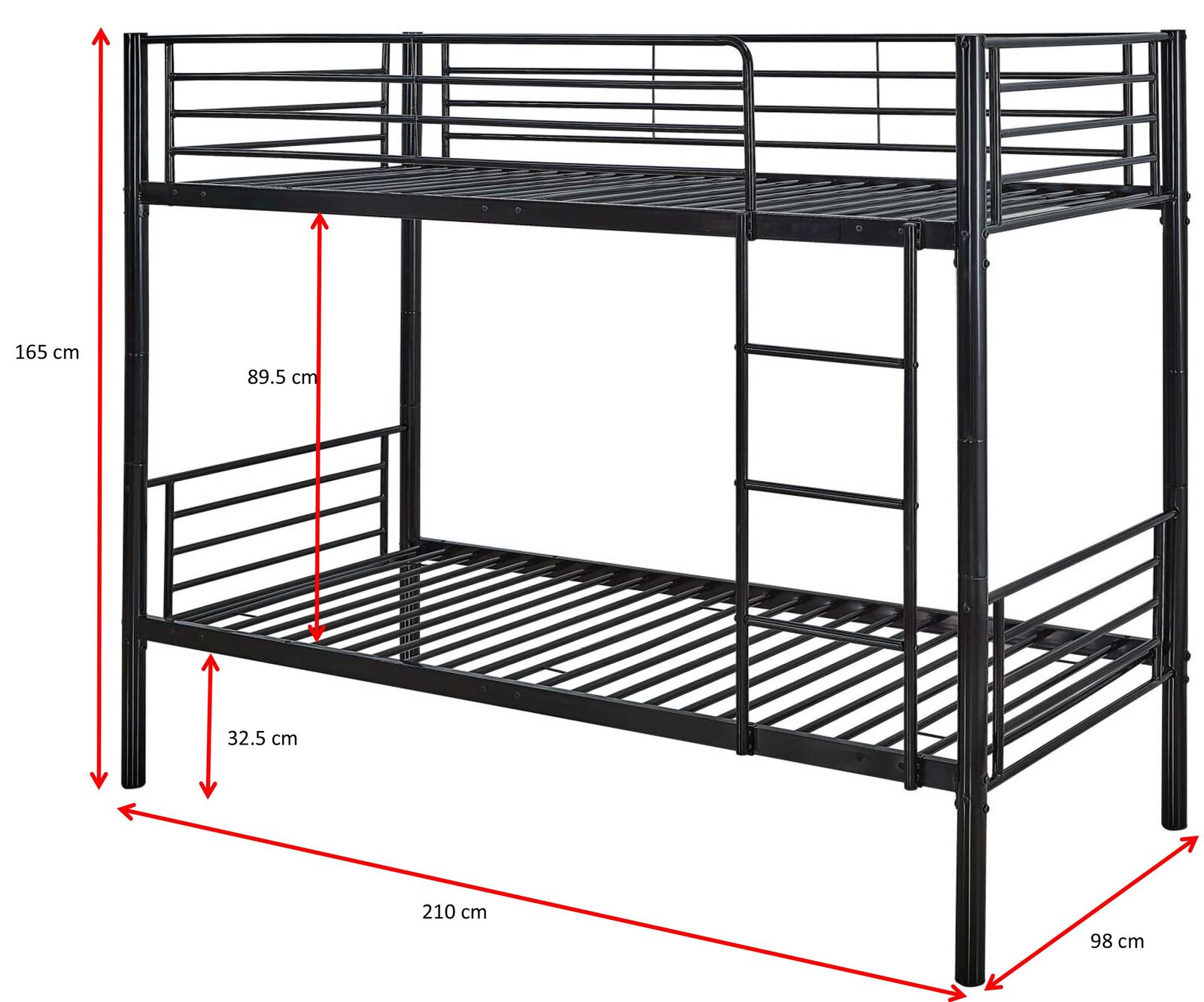 Stapelbed Dixie 90x200cm - metaal - mat zwart – kavel bij Openbare Verkopen, Beveren-Leie