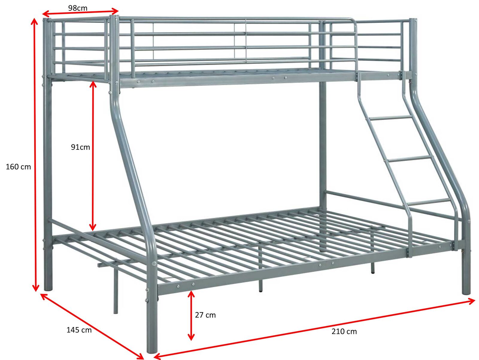 Stapelbed Trixie 90x200 & 140x200 - metaal - mat grijs – kavel bij Openbare Verkopen, Beveren-Leie