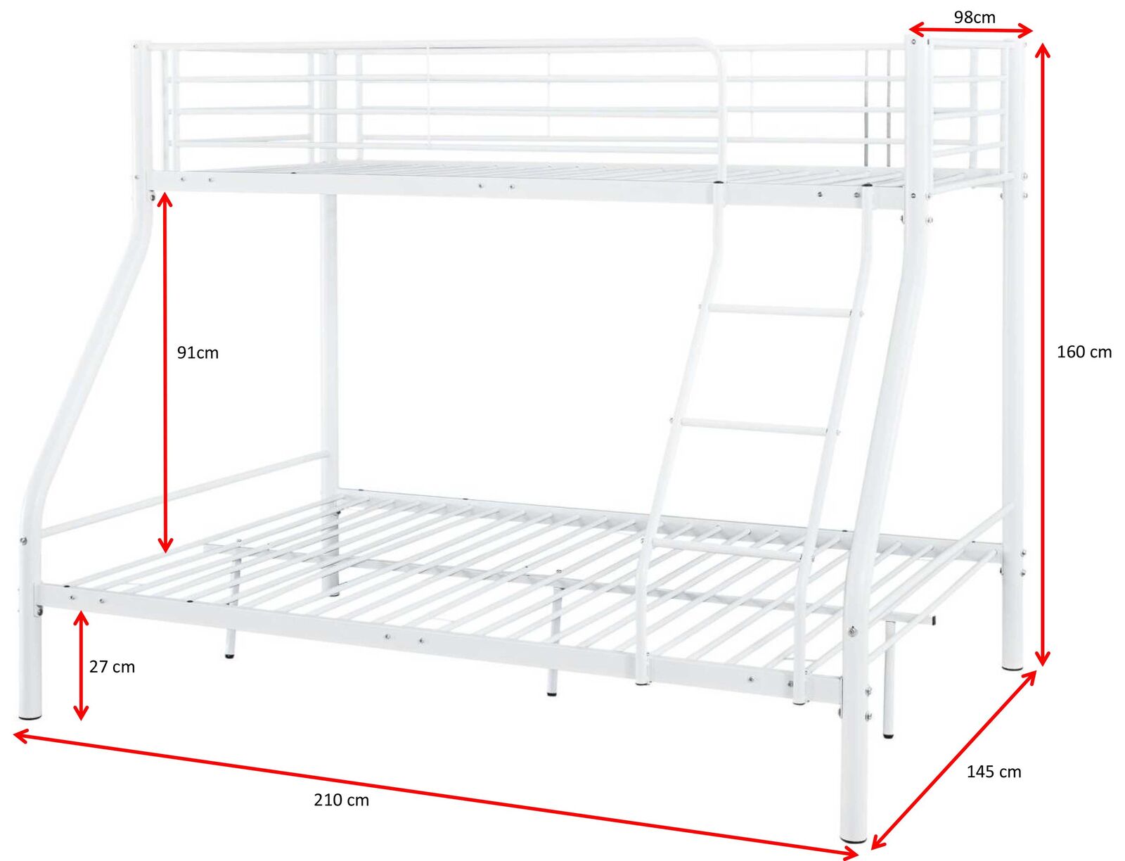 Metaal stapelbed Trixie - 90x200 & 140x200 - wit – kavel bij Openbare Verkopen, Beveren-Leie