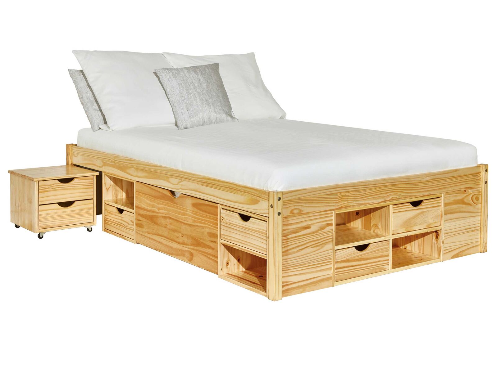 Bed Xavier 180x200cm met opbergruimte - dennenhout – kavel bij Openbare Verkopen, Beveren-Leie