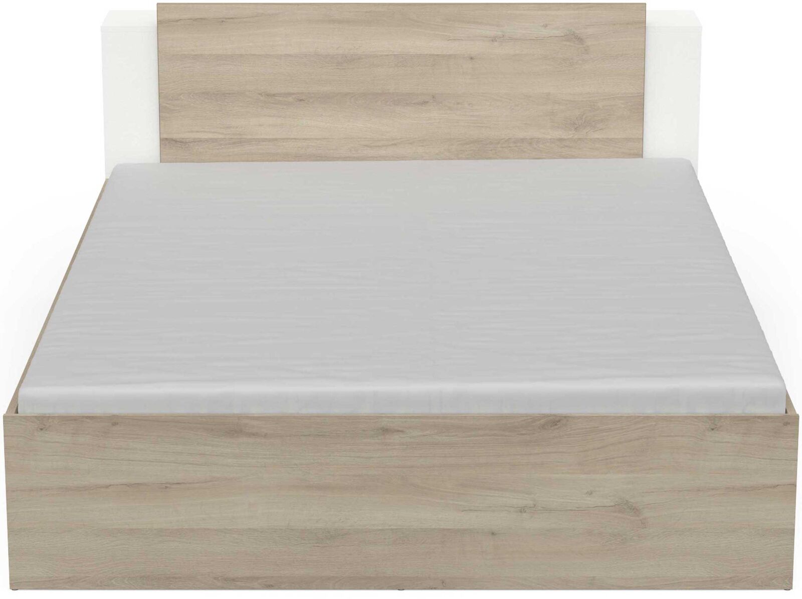 Tweepersoonsbed Liva - 160x200cm - met opbergruimte - wit/eikdecor – kavel bij Openbare Verkopen, Beveren-Leie