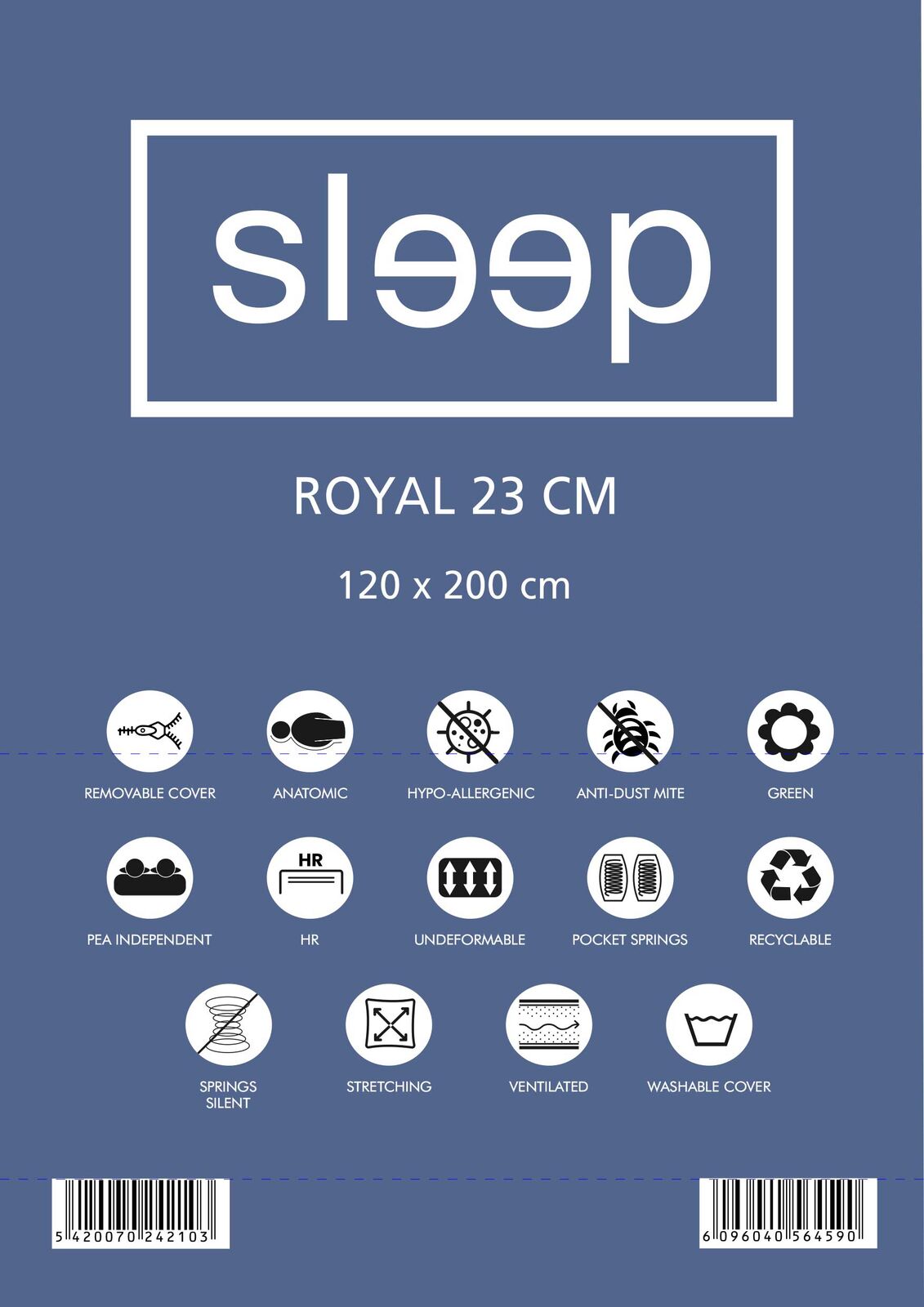 Tweepersoonsmatras Royal 120x200x23cm - pocketveren – kavel bij Openbare Verkopen, Beveren-Leie