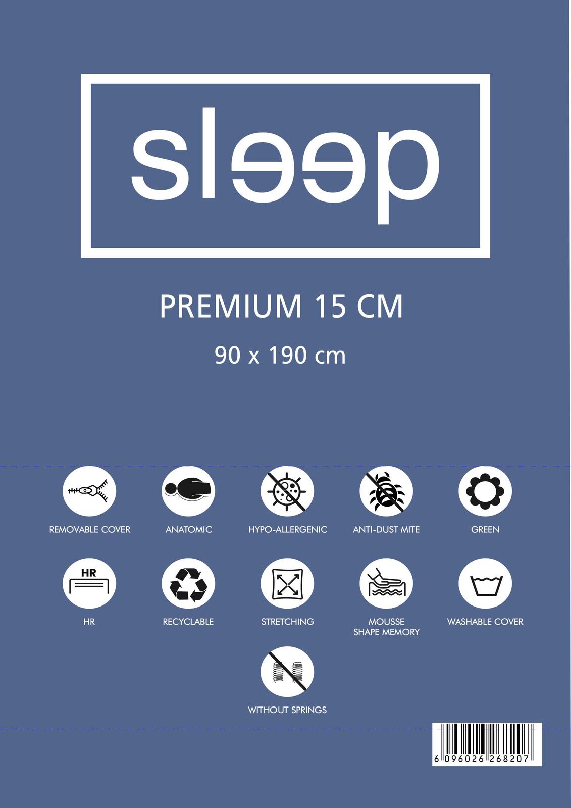 Eenpersoonsmatras Premium 90x190x15cm - Memory Foam – kavel bij Openbare Verkopen, Beveren-Leie