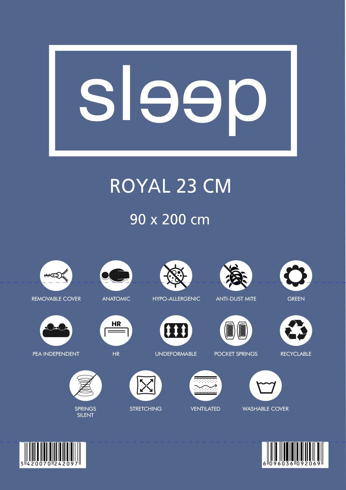 Eenpersoonsmatras Royal 90x200x23cm - pocketveren – kavel bij Openbare Verkopen, Beveren-Leie