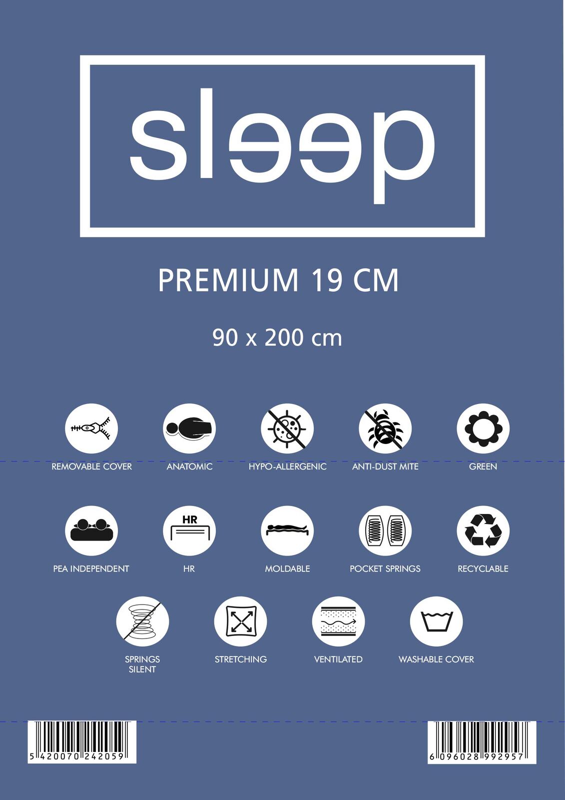 Eenpersoonsmatras Premium Plus 90x200x19cm - pocketveren – kavel bij Openbare Verkopen, Beveren-Leie