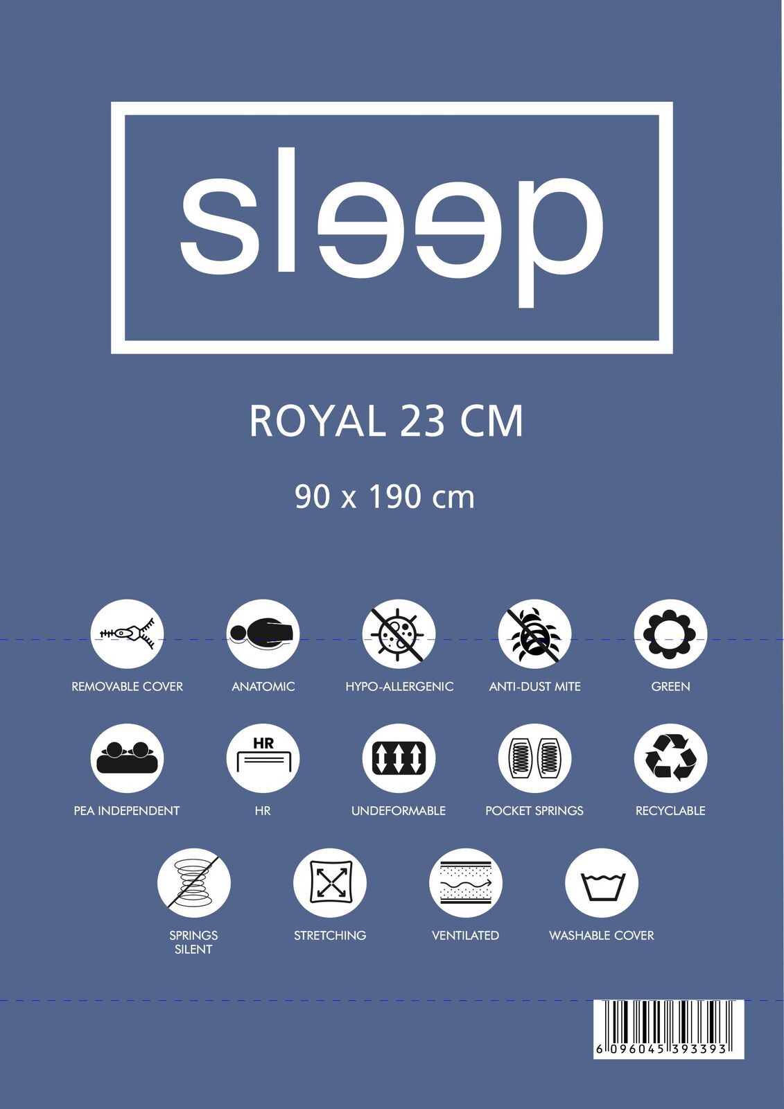 Eenpersoonsmatras Royal 90x190x23cm - pocketveren – kavel bij Openbare Verkopen, Beveren-Leie