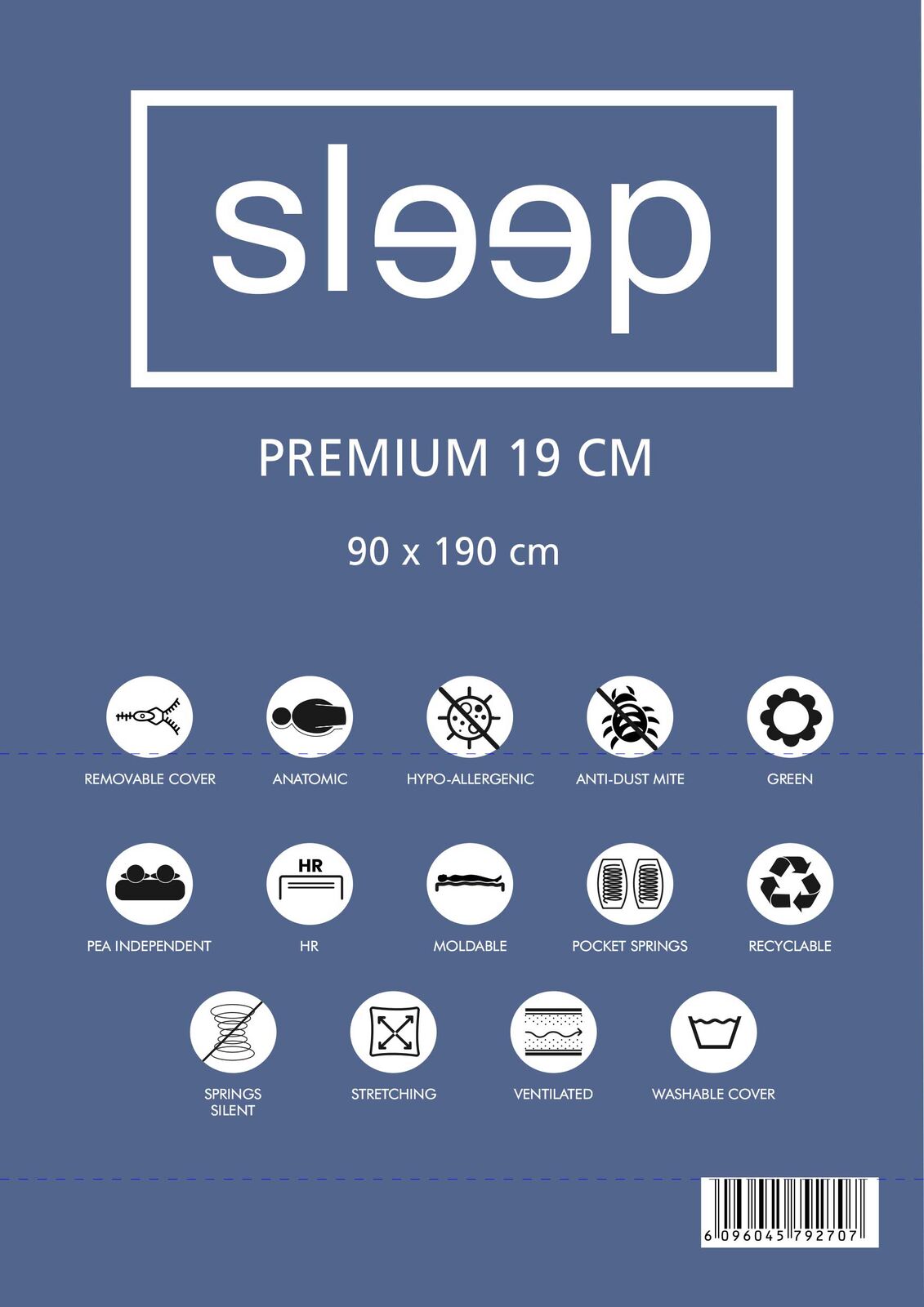 Eenpersoonsmatras Premium Plus 90x190x19cm - pocketveren – kavel bij Openbare Verkopen, Beveren-Leie