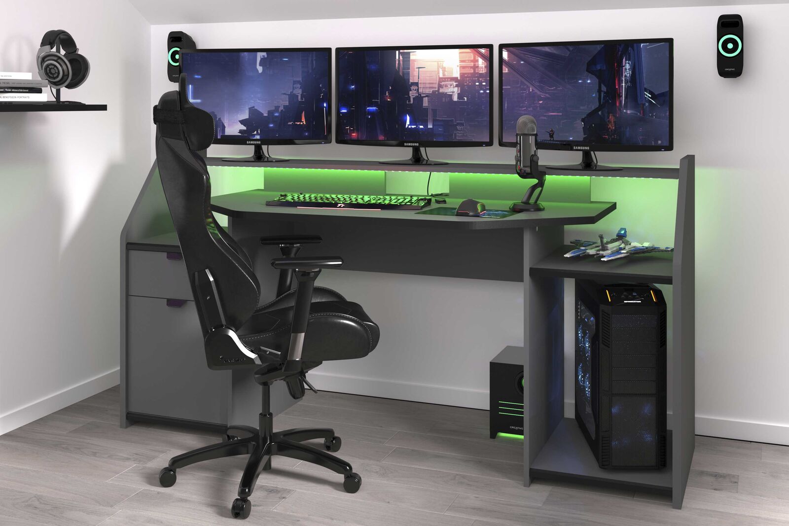 Bureau Gaming 180cm met ledstrip 2 – kavel bij Openbare Verkopen, Beveren-Leie