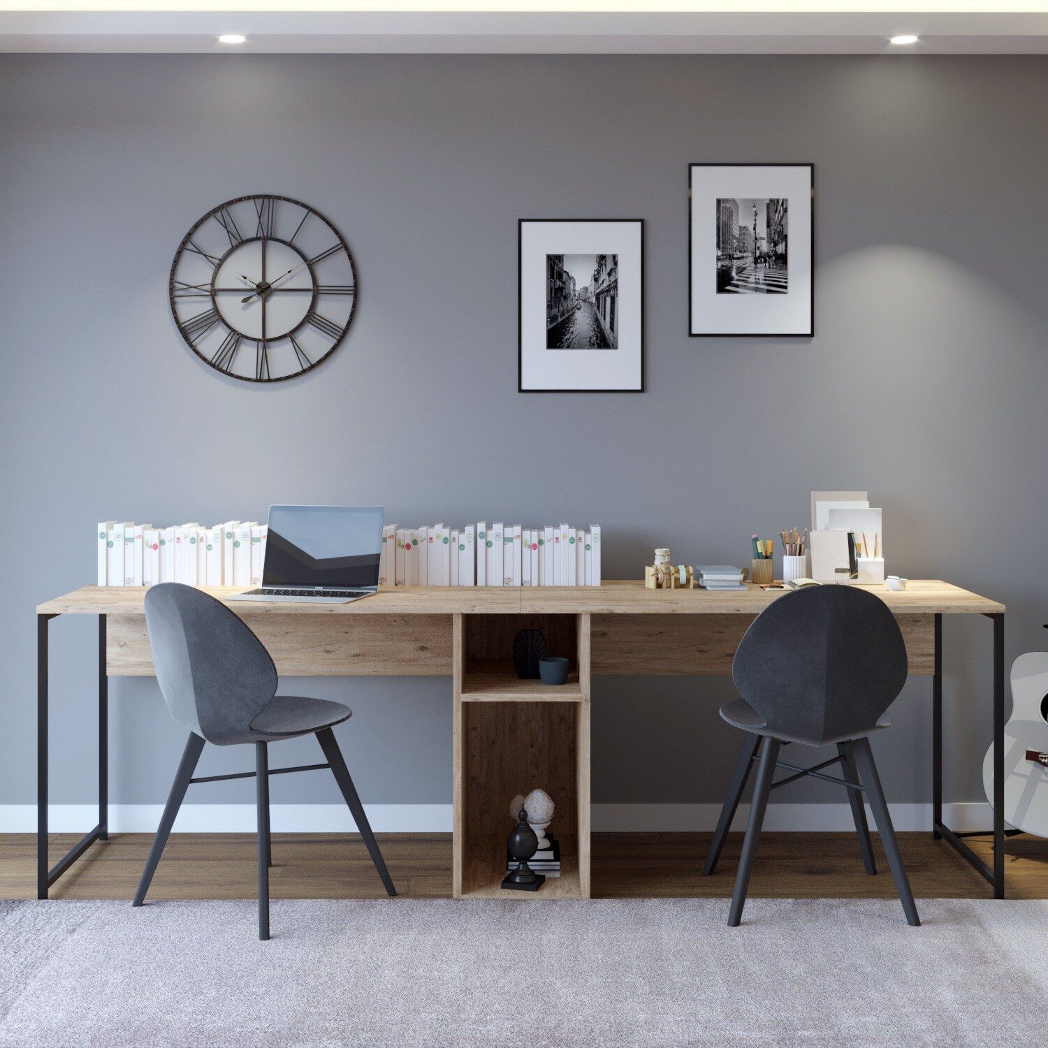 Ikili Bureau | 100% MELAMINE | Eiken – kavel bij Openbare Verkopen, Beveren-Leie