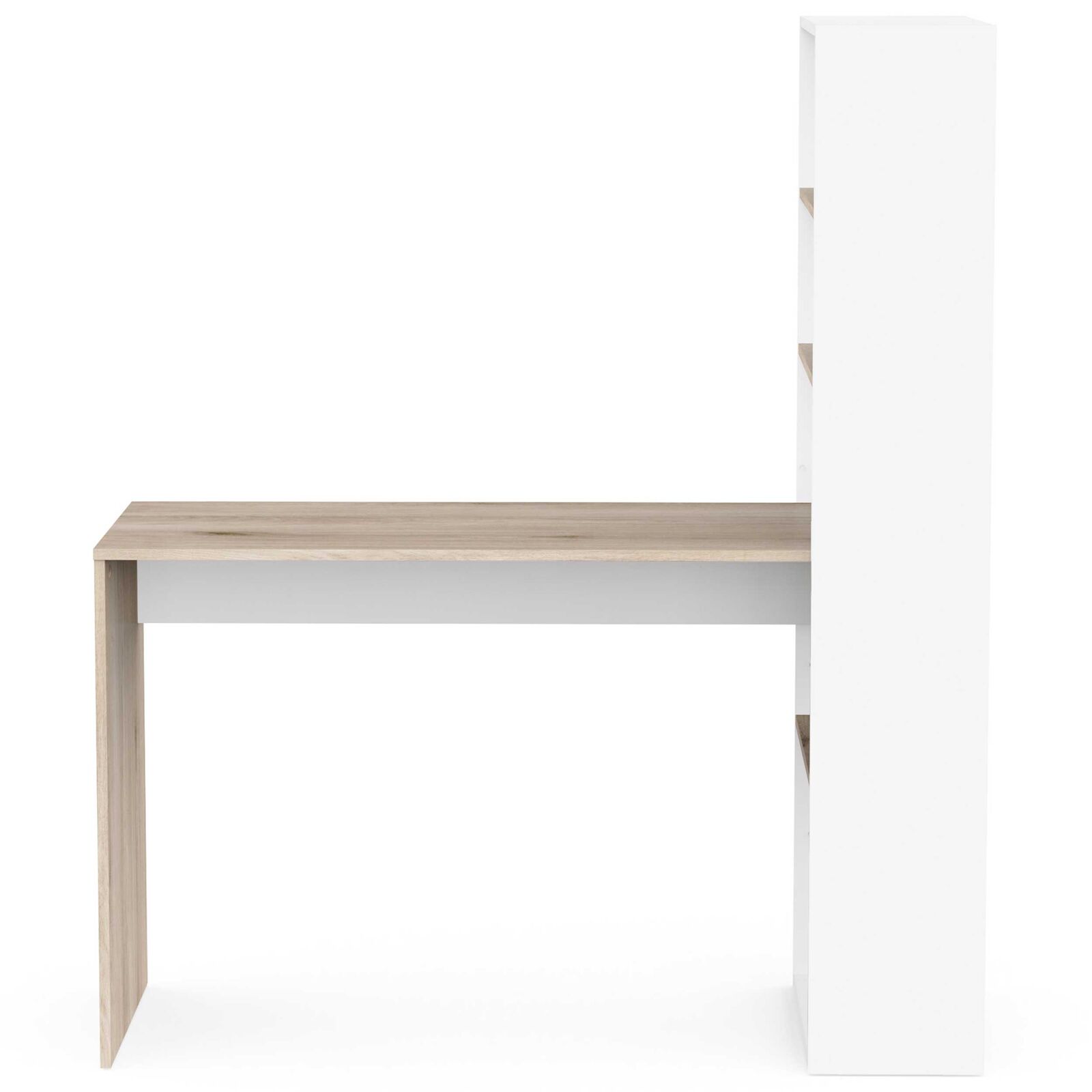 Bureau Azizam - 123x53x145cm - met boekenrek - wit/eikdecor – kavel bij Openbare Verkopen, Beveren-Leie
