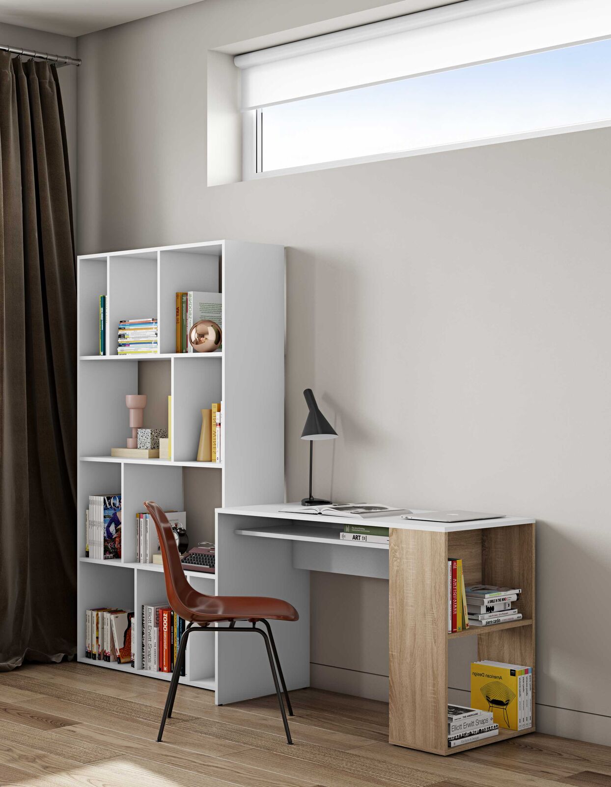 Bureau Meryl 114cm - eik/wit – kavel bij Openbare Verkopen, Beveren-Leie