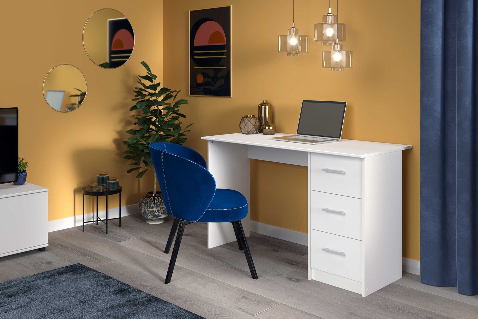 Bureau Infinity 121cm met lades - wit – kavel bij Openbare Verkopen, Beveren-Leie