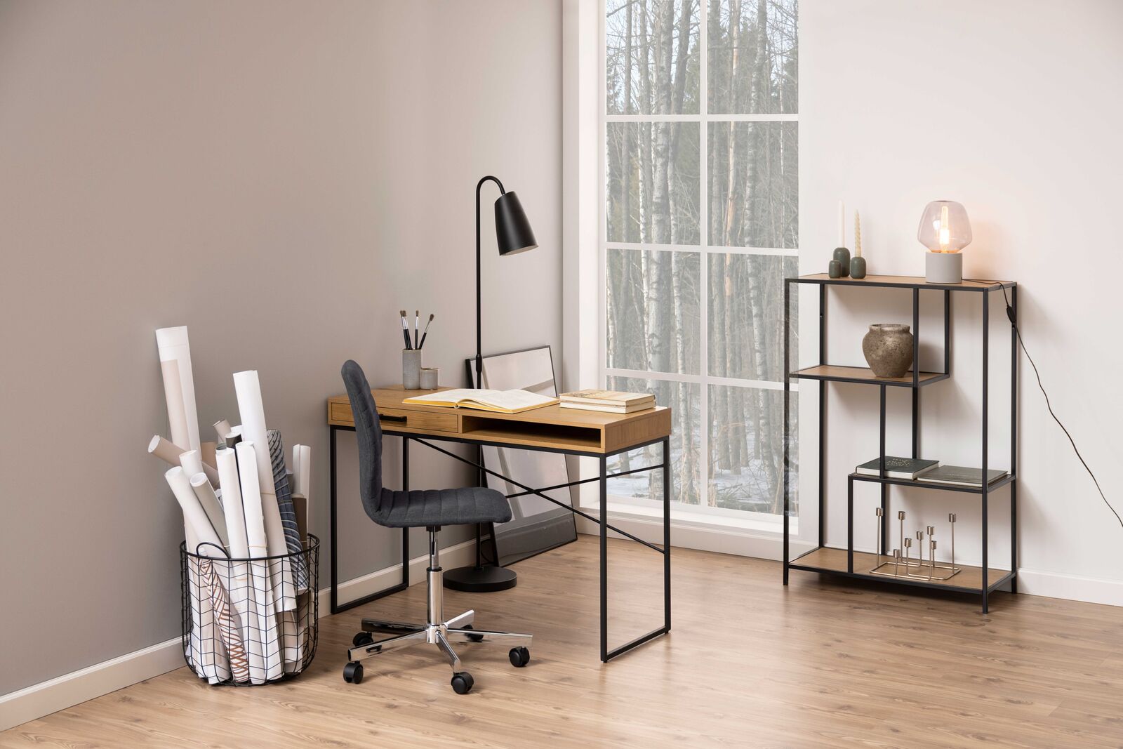 Bureau Dover 110cm - met opberglade - wilde eik – kavel bij Openbare Verkopen, Beveren-Leie