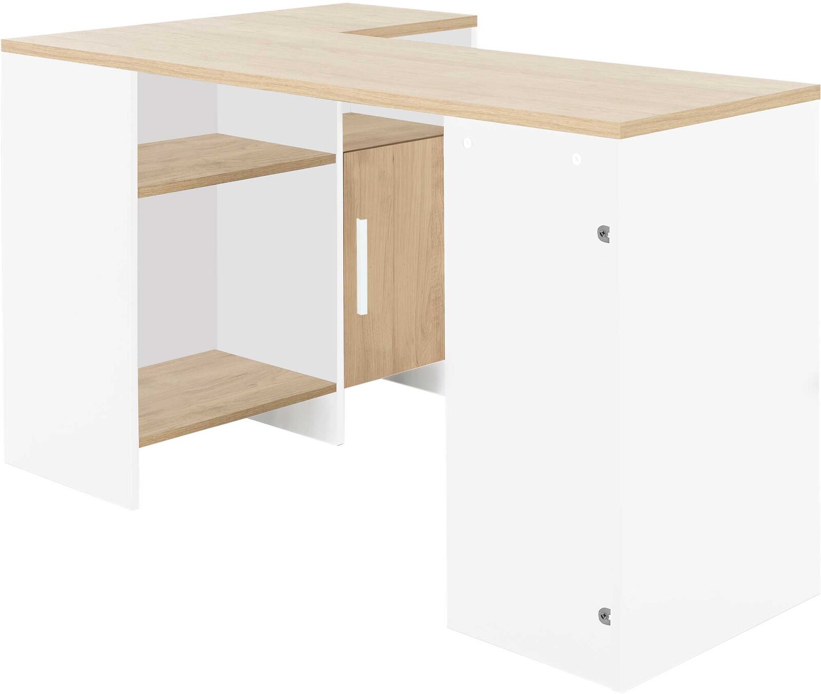 Hoekbureau Magenta - wit/eik decor – kavel bij Openbare Verkopen, Beveren-Leie