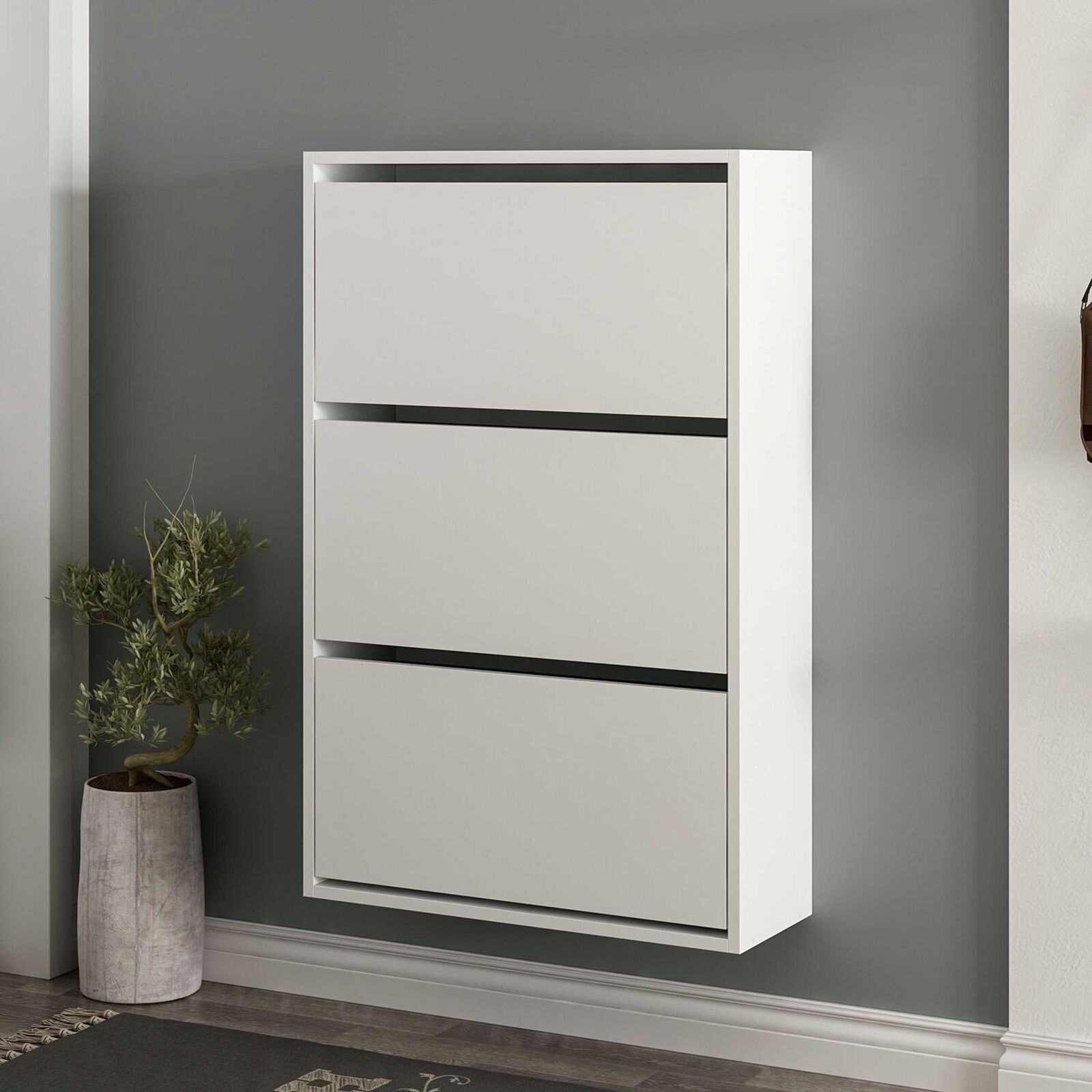 Lupa 3 Schoenenkast | 70x25x109cm | hangmodel | Wit – kavel bij Openbare Verkopen, Beveren-Leie