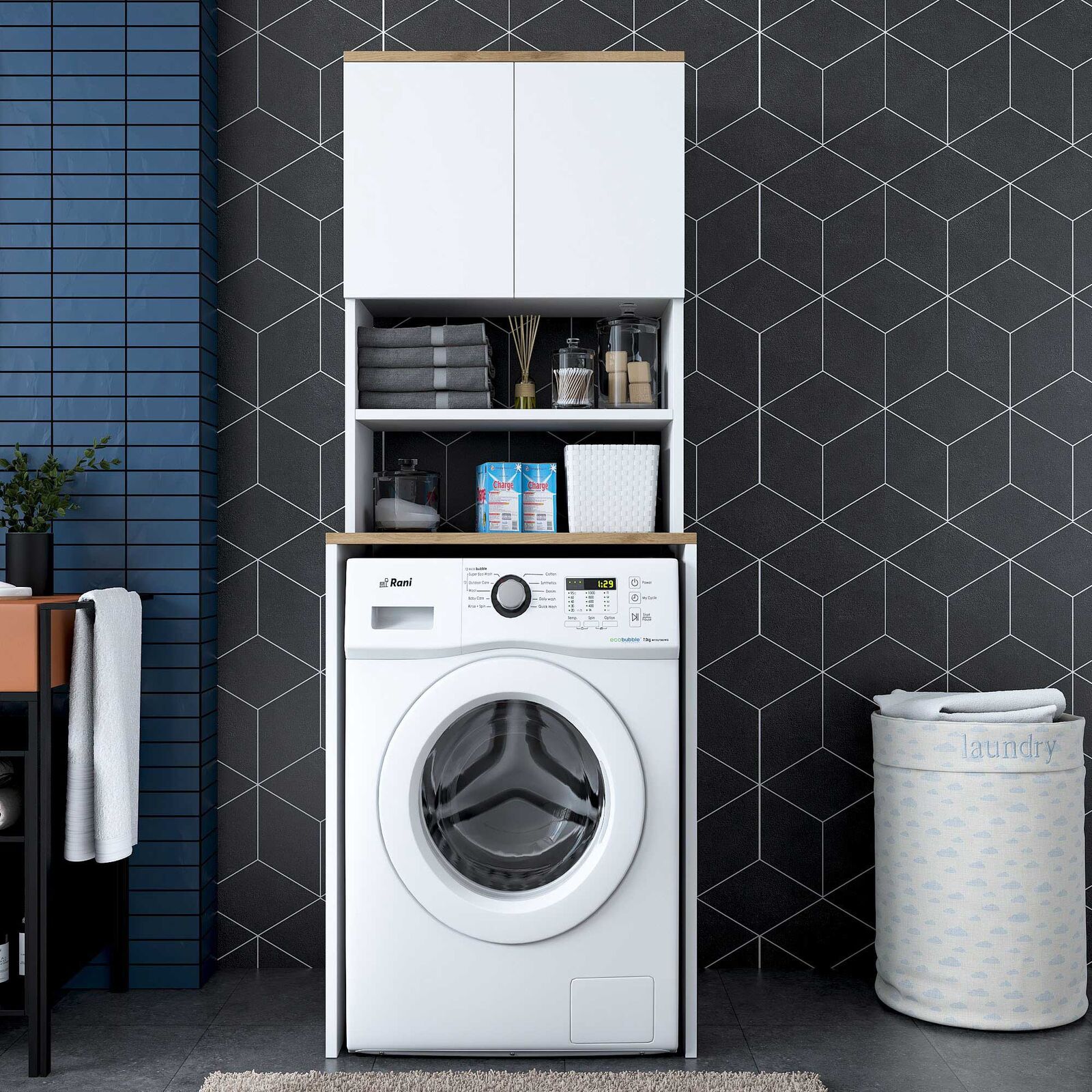 Wasmachinekast 100% melamine KD101 - wit – kavel bij Openbare Verkopen, Beveren-Leie