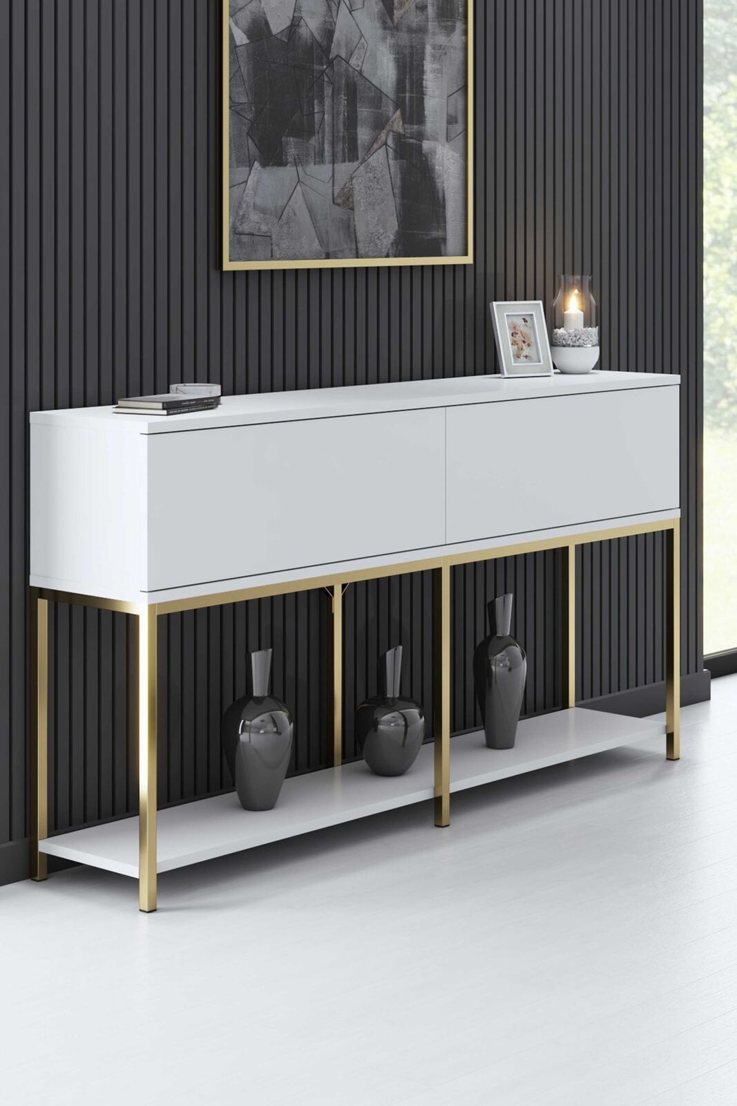 Lord Console | 100% MELAMINE | Wit, Goud – kavel bij Openbare Verkopen, Beveren-Leie
