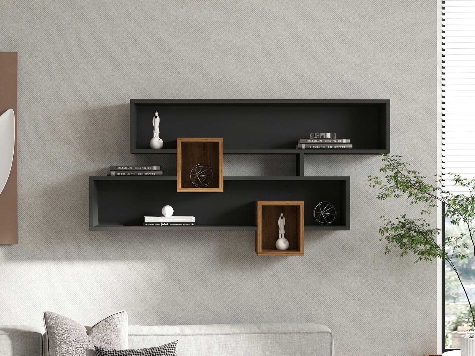 Walnoot Wandplank Karen - 100% Melamine – kavel bij Openbare Verkopen, Beveren-Leie