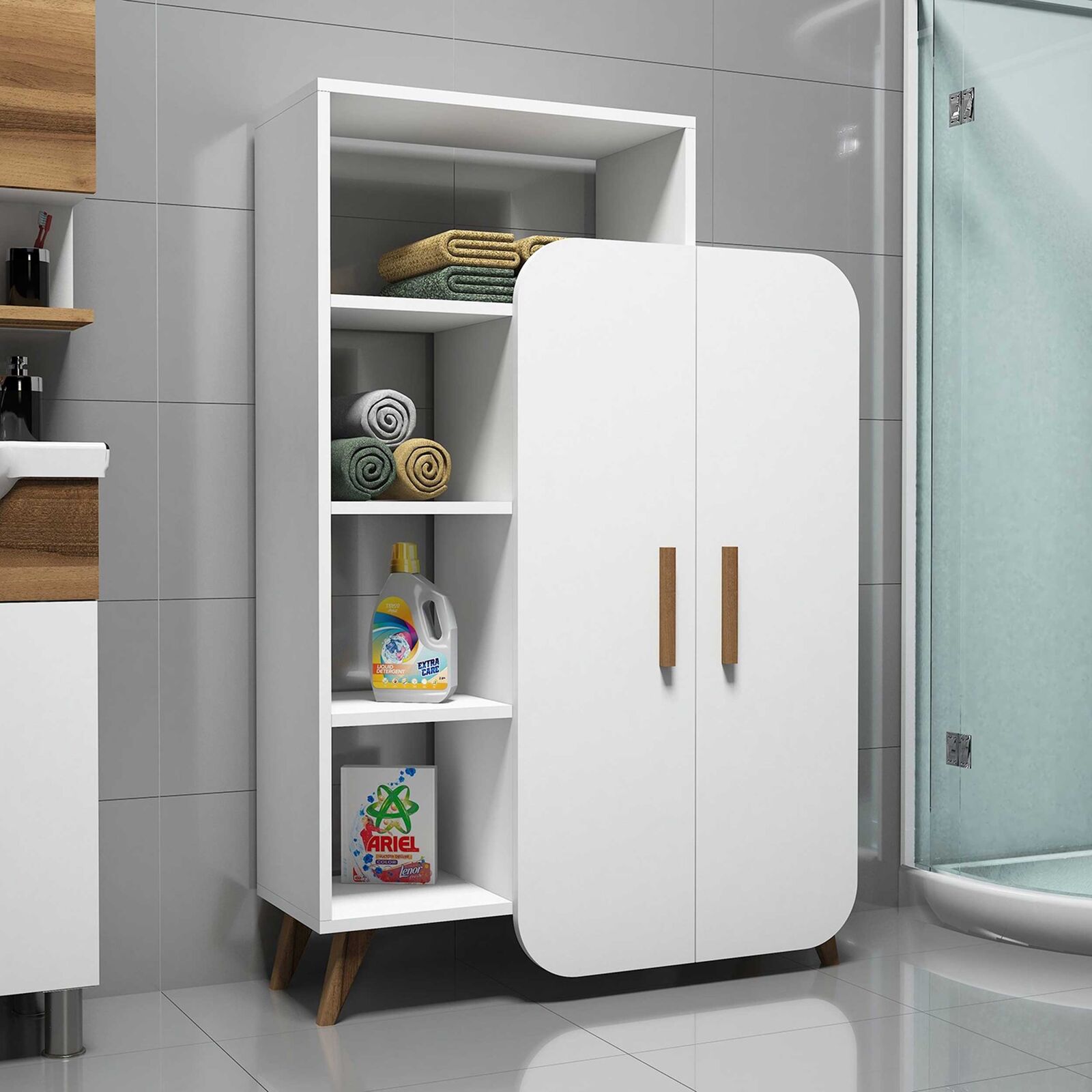 Form Boekenkast | 100% MELAMINE | Wit – kavel bij Openbare Verkopen, Beveren-Leie