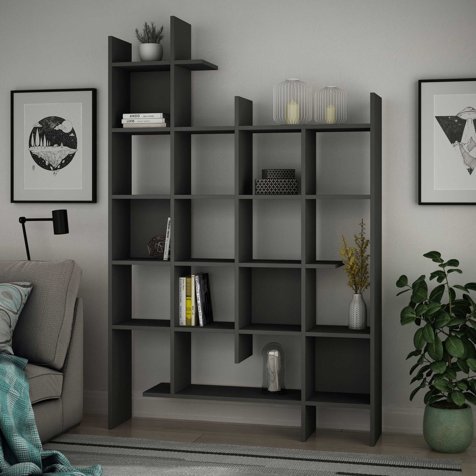 Manco Boekenplank | 100% MELAMINE | Antraciet – kavel bij Openbare Verkopen, Beveren-Leie