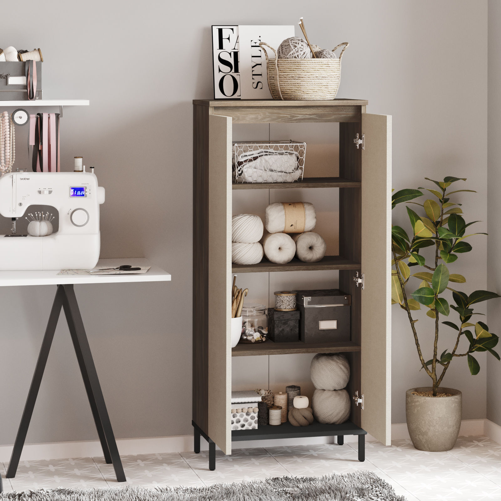 Locelso multifunctionele kast 60cm bruin antraciet – kavel bij Openbare Verkopen, Beveren-Leie