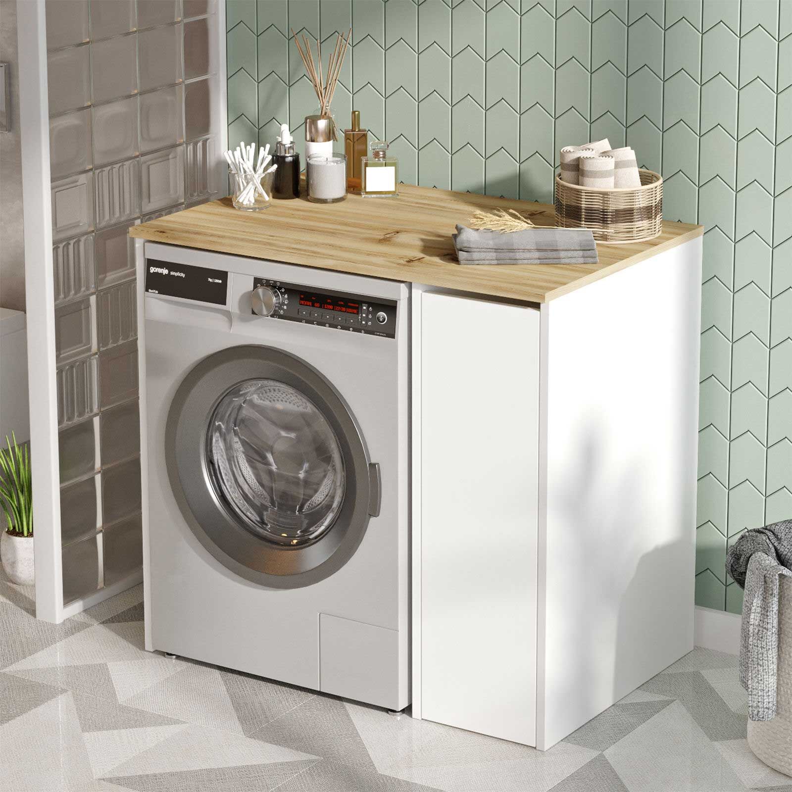 SA1 Badkamerkast | 100% MELAMINE | Walnoot, Wit – kavel bij Openbare Verkopen, Beveren-Leie