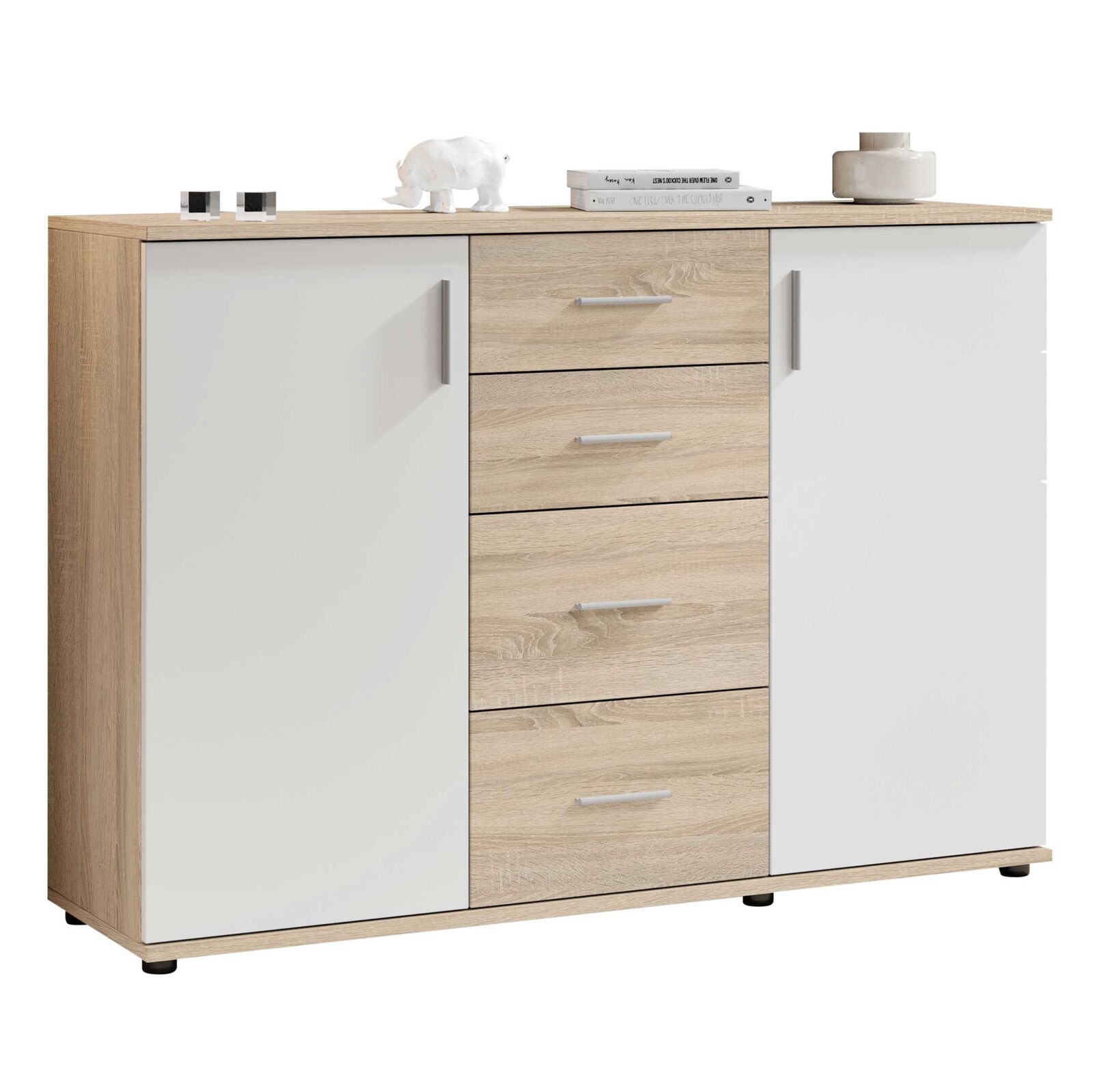 Commode Debby - Wit met 2 Deuren en 4 Lades – kavel bij Openbare Verkopen, Beveren-Leie