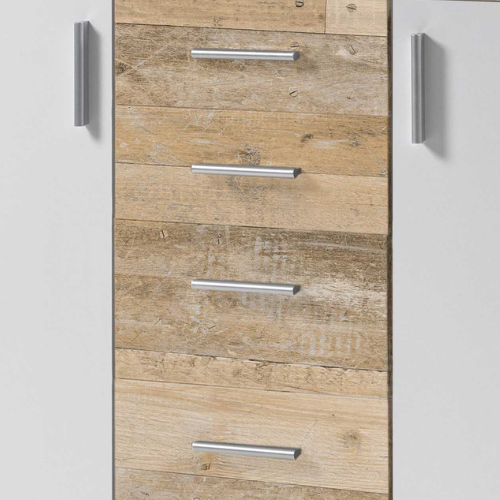 Commode Debby 2 deuren en 4 lades - wit/eik – kavel bij Openbare Verkopen, Beveren-Leie