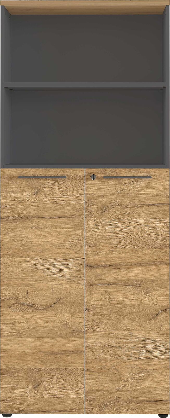 Archiefkast Osmond 80cm met 2 deuren & 2 open vakken - eik/grafiet – kavel bij Openbare Verkopen, Beveren-Leie