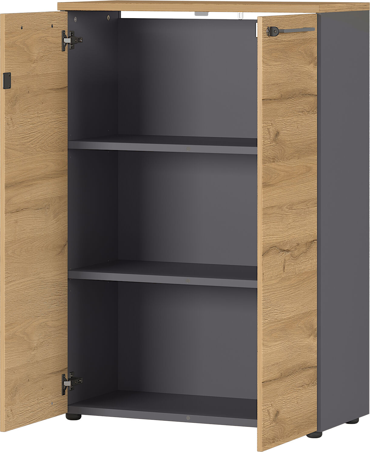 Lage archiefkast Osmond 80cm met 2 deuren - eik/grafiet – kavel bij Openbare Verkopen, Beveren-Leie