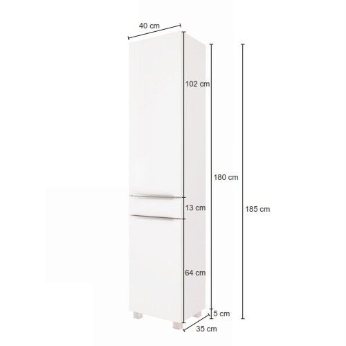 Kolomkast Hansen 40cm 2 deuren & 1 lade - geel/wit – kavel bij Openbare Verkopen, Beveren-Leie