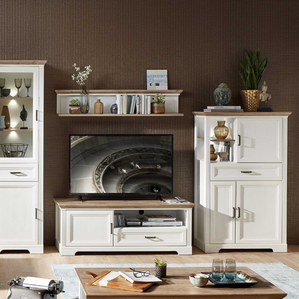 Commode Samine 3 deuren & 1 lade - wit/eik – kavel bij Openbare Verkopen, Beveren-Leie