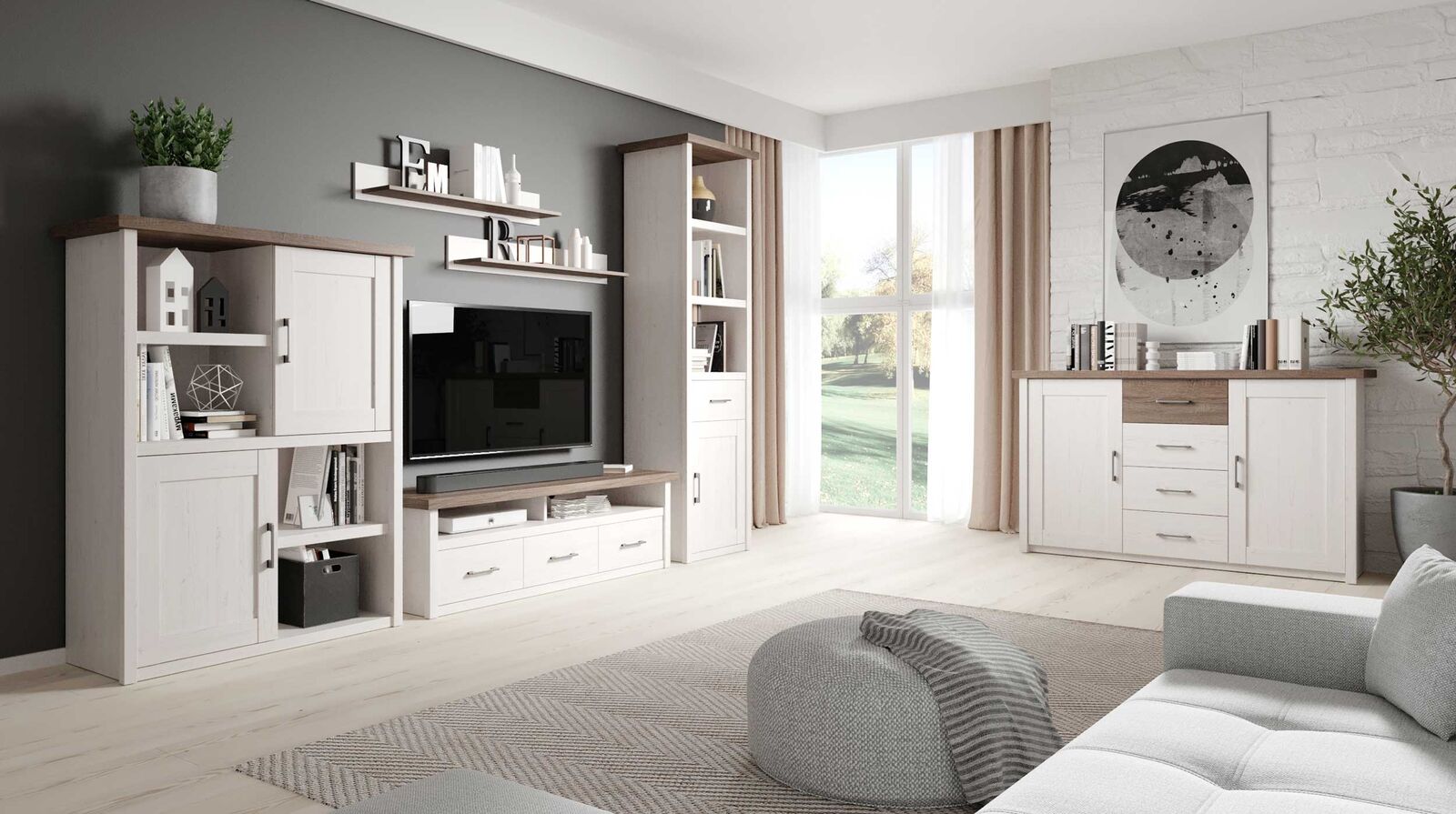 Open kast Larnaca 106cm met 2 deuren - wit – kavel bij Openbare Verkopen, Beveren-Leie