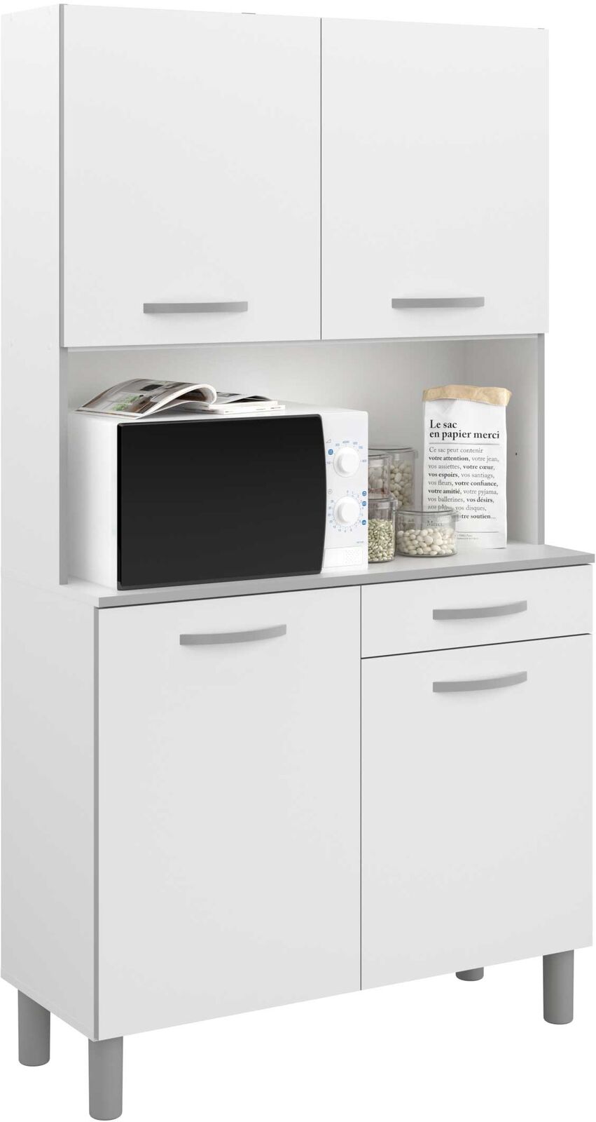 Buffetkast Easy 101cm, 4 deuren & 1 lade - wit – kavel bij Openbare Verkopen, Beveren-Leie