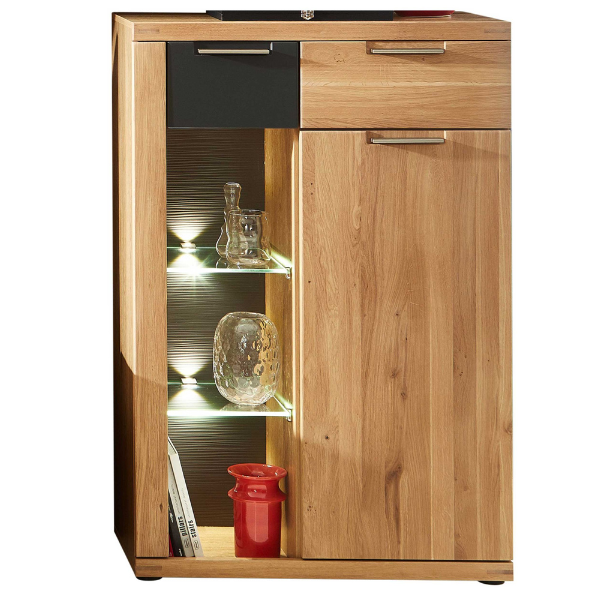 Commode Blanka 80cm 1 deur & 2 lades - eik/antraciet – kavel bij Openbare Verkopen, Beveren-Leie