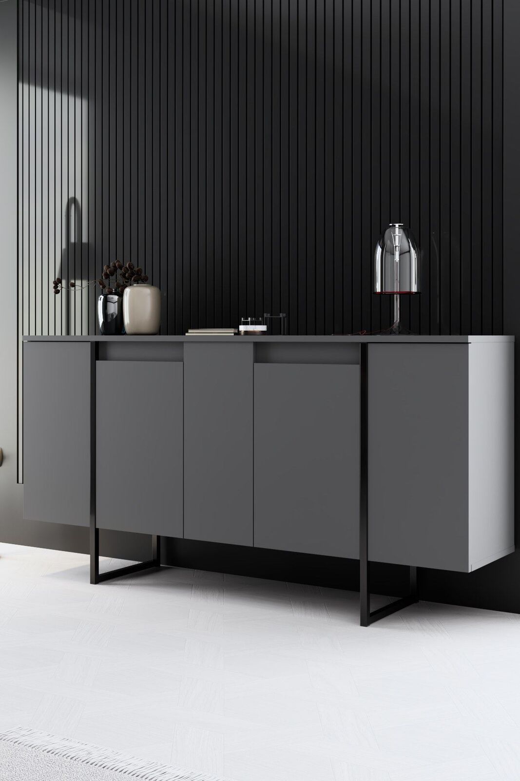 Luxe CO Console | 100% MELAMINE | Antraciet, Zwart – kavel bij Openbare Verkopen, Beveren-Leie
