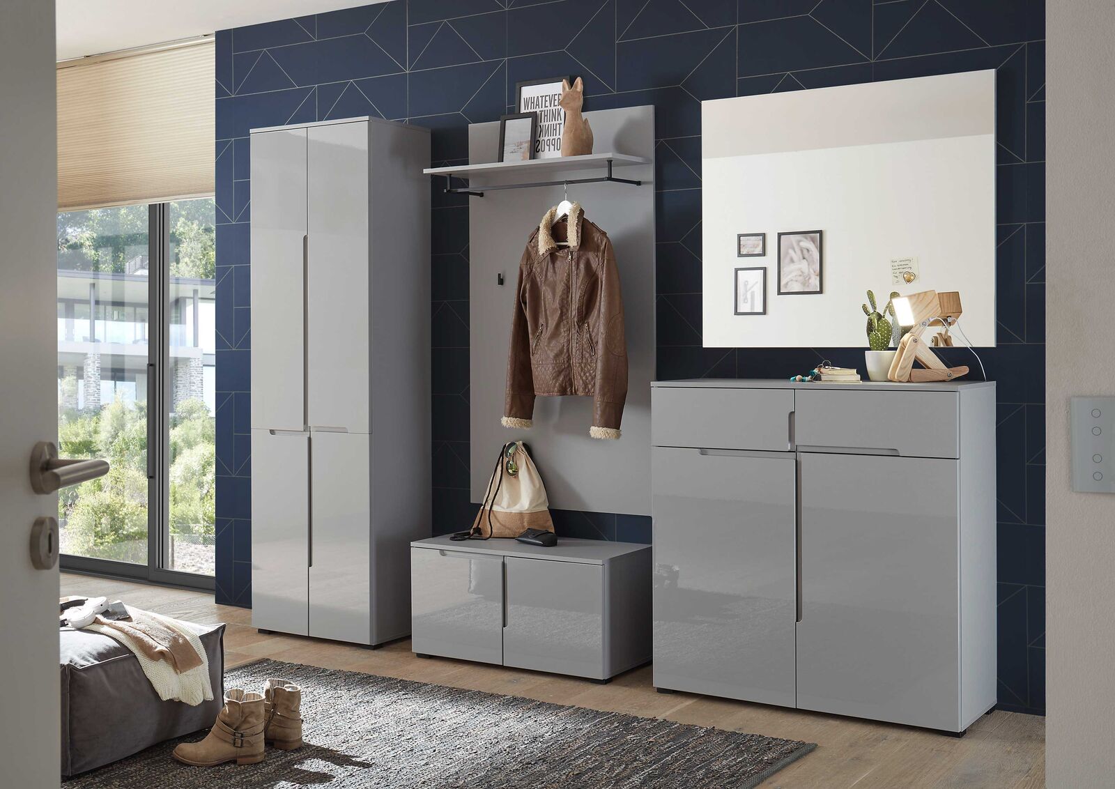 Commode Seta met 2 deuren en 2 lades - hoogglans grijs – kavel bij Openbare Verkopen, Beveren-Leie