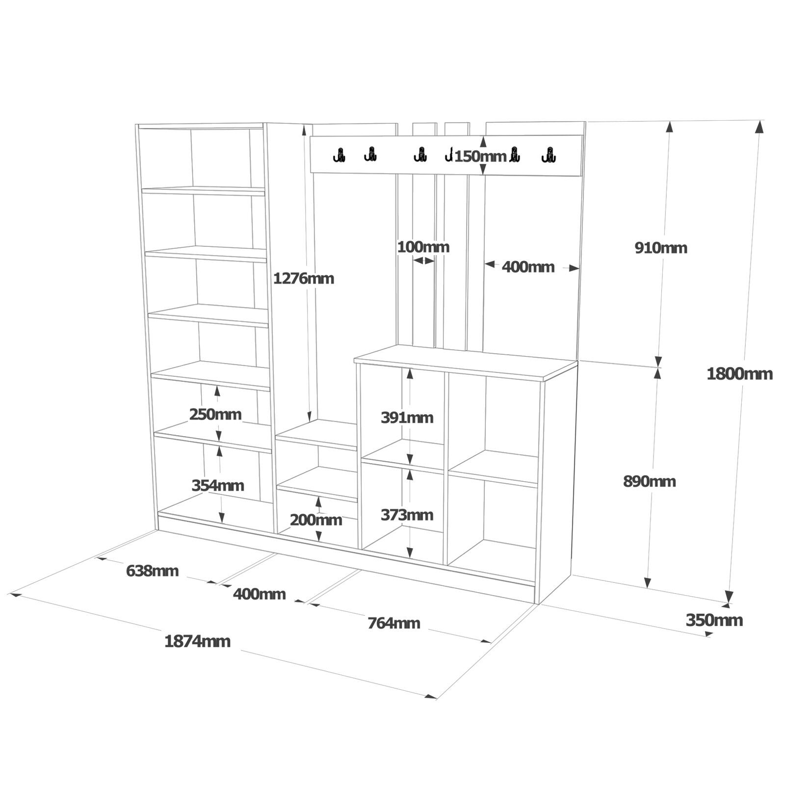 DD9 Kapstok | 100% MELAMINE | Atlantisch grenen, wit – kavel bij Openbare Verkopen, Beveren-Leie