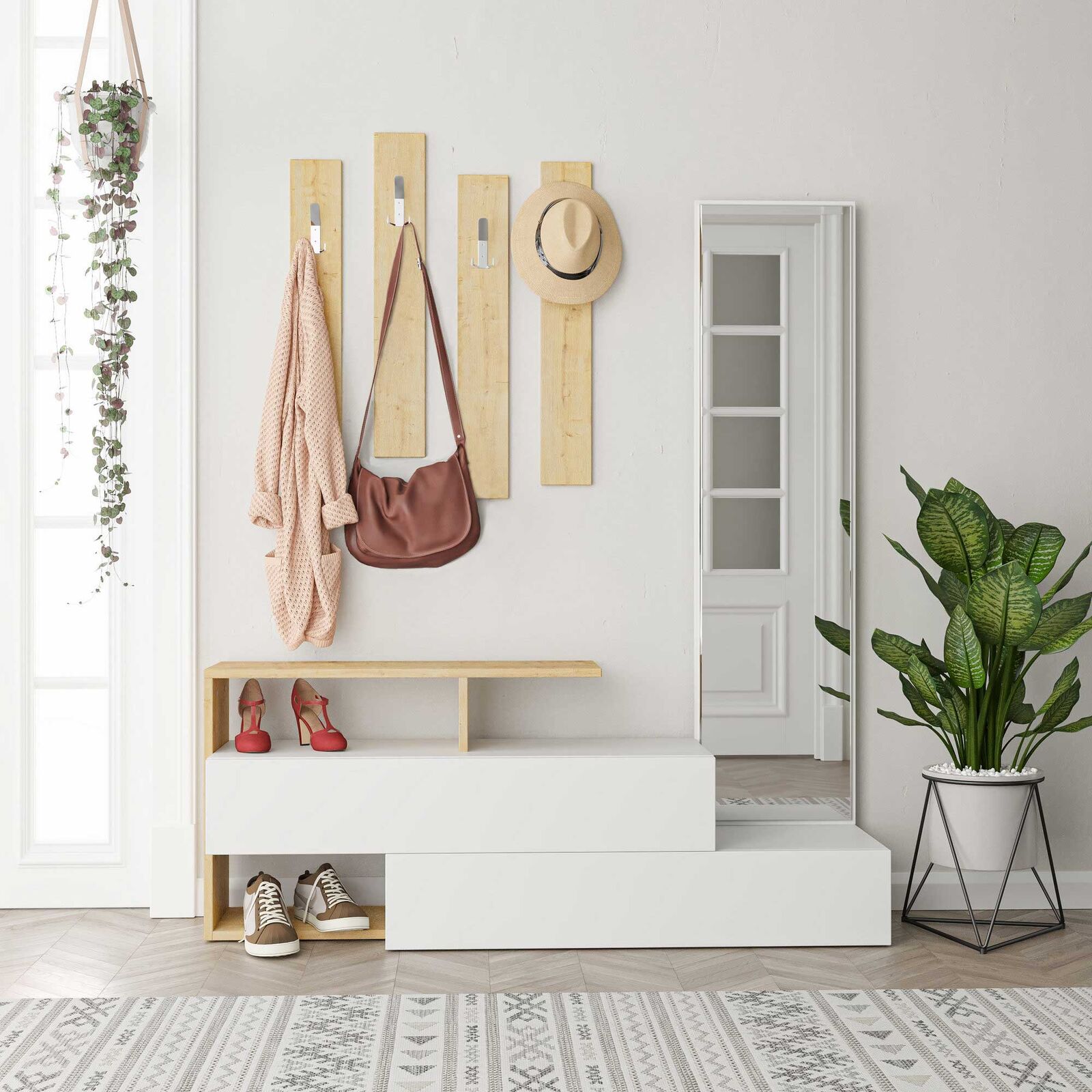 Ramda Kapstok | 100% MELAMINE | Wit, Eiken – kavel bij Openbare Verkopen, Beveren-Leie