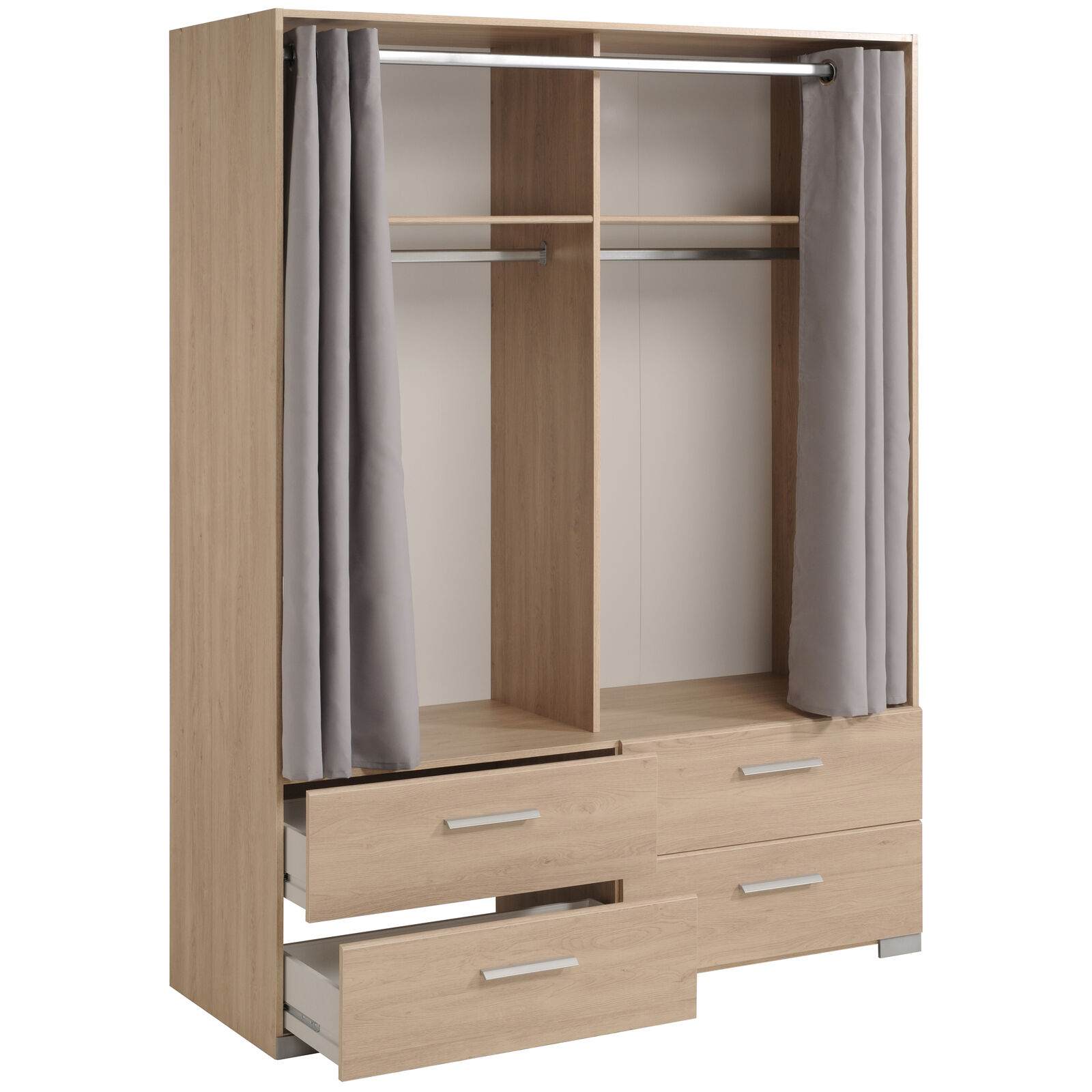 Kast Ekko 152cm met gordijnen - bruin – kavel bij Openbare Verkopen, Beveren-Leie